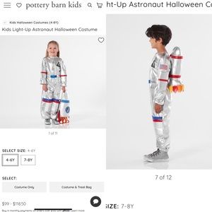 Pottery Barn Kids Light-Up Astronaut Costume - Size 7-8Y